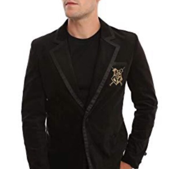 Harry Potter Other - Harry Potter Hogwarts Dueling Club Mens Black Velvet Blazer With Satin Trim XL N